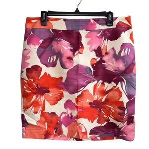 LOFT Multicolor Pink Red Purple Floral Mini Skirt Size 12